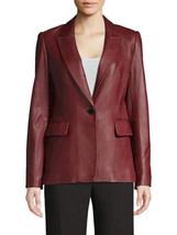 Hidesoulsstudio Red Leather Blazer Women Leather Jacket - £79.23 GBP