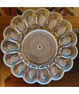 Vintage 11&quot; Deviled Egg Clear Glass Dish Tray  Decorative Serveware - $185.64 MXN