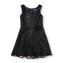 Girls Sleeveless 3D Flower Sequined Lace Dress Size 8 10 12 14 NWT Pink or Black - £26.16 GBP