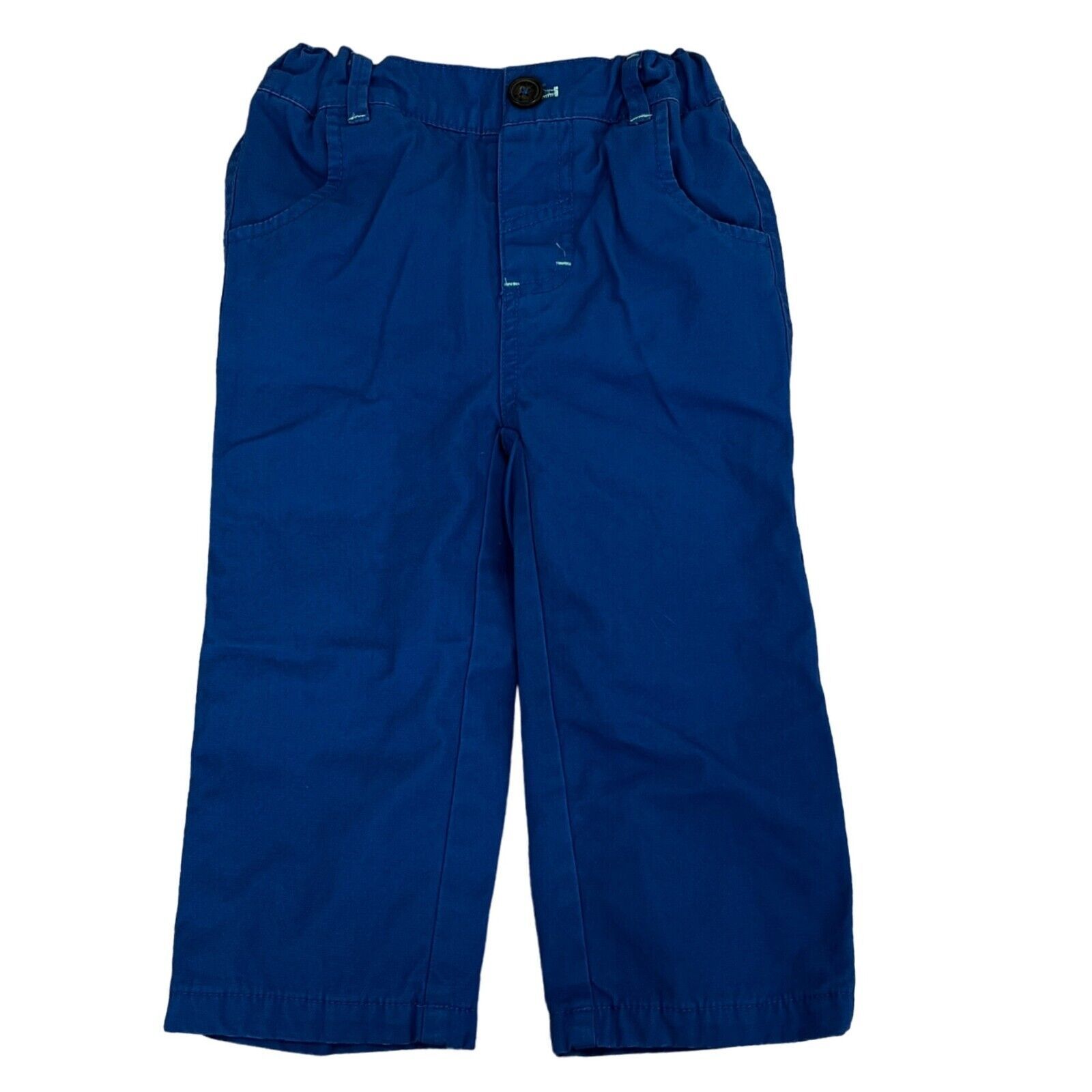Baby Boden Blue Cotton Pants Fleece Lined Elastic Waist 18-24 Months - $17.28