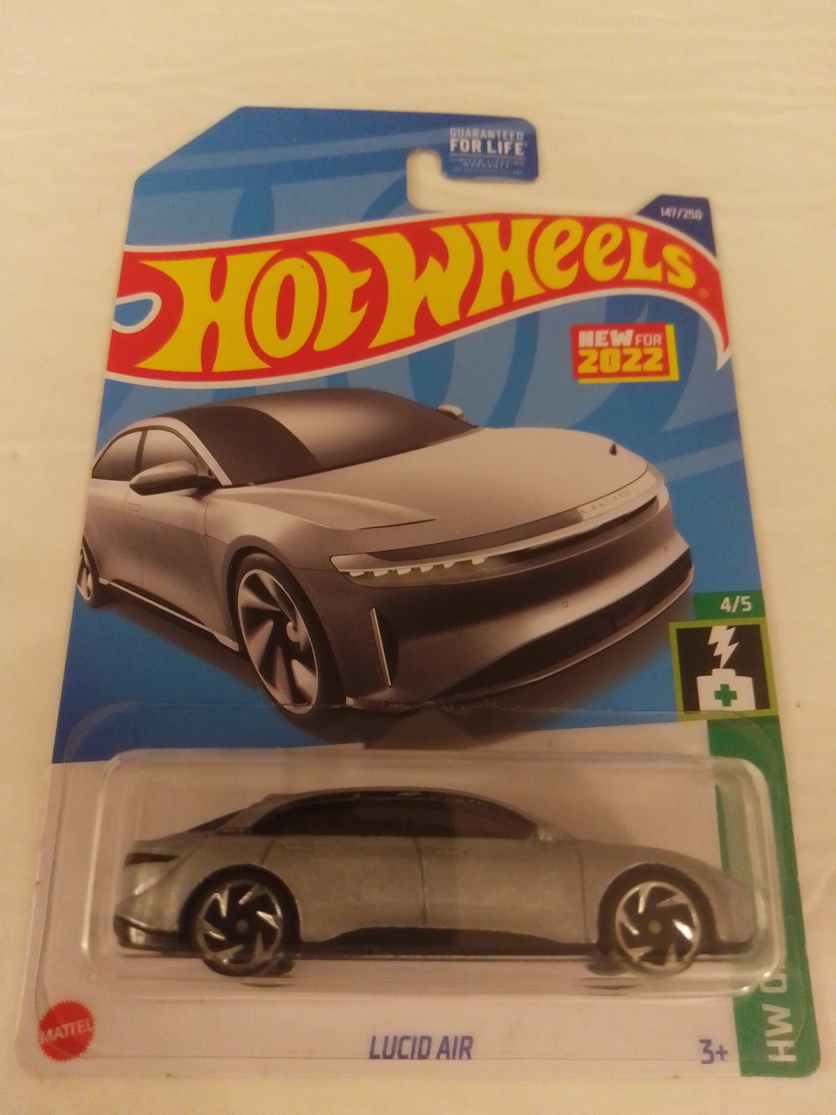 Hot Wheels 2022 #147 Silver Lucid Air RA6 Wheels HW Green Speed Series 4/5 MOC