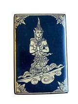 Vintage Black Lacquer Decorative Box w/ Gilt Design Balinese Dancer 4.5&quot;... - $19.77