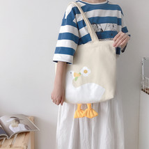 Women Canvas Shoulder Bag Cute Duck Daily Shopping Bags Students Books Bag Thick - £21.57 GBP