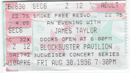 James Taylor 1996 Blockbuster Pavilion New England Vintage Ticket Stub - £10.01 GBP