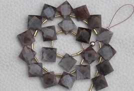 Natural, 20 piece faceted fancy cushion coffee moonstone gemstone briolette bead - £51.35 GBP