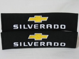 2 pieces (1 PAIR) Chevrolet Silverado Embroidery Seat Belt Cover Pads (Black) - $16.99