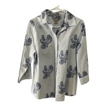 Chico’s Women’s Button Down Shirt – Size 1 (M 8/10) – Blue Paisley Strip... - $463.86 MXN