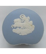 Vintage Wedgwood Jasperware White on Blue Kidney Shaped Trinket Box - $14.85