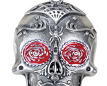 Day of the Dead Tattoo Skull Charm Pendant, Red and Silver Colored - $16.99