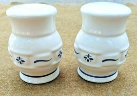 Longaberger Pottery Blue Woven Traditions Salt &amp; Pepper Shakers  - £36.75 GBP