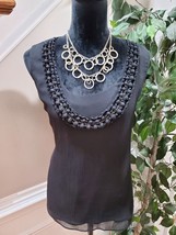 Dana Buchman Women&#39;s Black 100% Polyester Scoop Neck Sleeveless Pullover Shirt L - £18.49 GBP