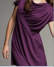 Nanette Lepore Oonagh Plum Draped Gilles Sheath Dress Large NWT $168 Value - £71.05 GBP