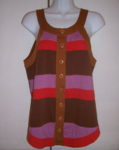 Marc by Marc Jacobs Brown Red Purple Stripe Colorblock Cotton Top Tank Med EUC - £19.77 GBP