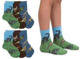 Jefferies Socks Boys Dinosaur Pattern Cotton Crew Ankle Toddler Socks 6 Pack - £12.75 GBP