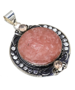 Strawbery Quartz Gemstone Handmade Ethnic Jewelry Pendant 2.52&quot;  - $11.99