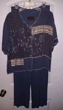 Vintage 90&#39;s Spencer Alexis Sz.14 Pants And Top Outfit Crinkle Blue - £36.36 GBP