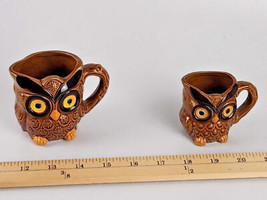 2 Vintage MCM Owl Measuring Cups Ceramic Nesting Kitchen Decor Retro Mod... - $11.88