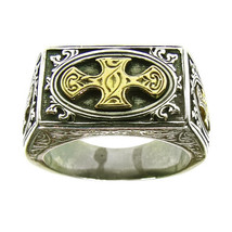  Gerochristo 2730 -  Solid Gold &amp; Silver Medieval Crosses Ring   / size 7 - $700.00