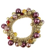 Gold Tone Purple Pearl Bauble Bracelet Filigree Ball Sphere Red Chain St... - £3.92 GBP