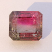 Bi-Color Tourmaline Faceted Octagonal Square Brazil Red Green Gem 7.61 carat - £143.19 GBP