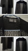 Women&#39;s Size Medium travelers by chico&#39;s Black tunic length cardigan sweater top - £4.63 GBP