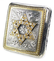Gerochristo 2524 -Gold, Silver &amp; Diamonds - Star of David - Large Ring / size 7 - £1,998.38 GBP