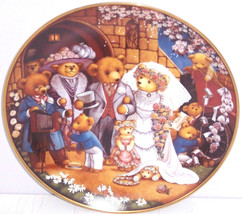 Teddy Bear Wedding Plate Franklin Mint Bride Groom Collector Retired Vintage - £39.58 GBP