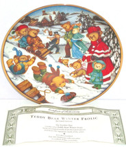 Teddy Bear Winter Frolic Snow Playing Collector Plate Franklin Mint  - $49.95