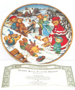 Teddy Bear Winter Frolic Snow Playing Collector Plate Franklin Mint  - £39.92 GBP