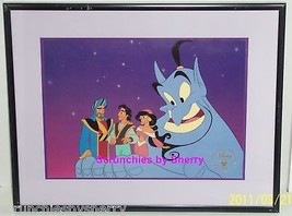 Disney Store Aladdin Lithograph Framed Gold Seal 1996 Genie Jasmine Princess - $49.95