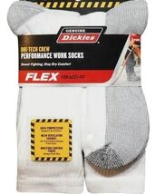 DICKIES FLEX DRI-TECH CREW PERFORMANCE WORK SWEAT FIGHTING SOCKS 6-12   ... - $13.46