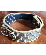 TEEMERRYCA ~ ANIMAL PRINT Wide Dog Collar ~ Spike Studs ~ Leather ~ Medi... - $42.10 CAD