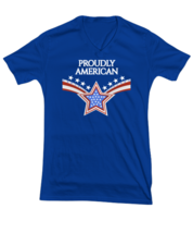 Independence Day T Shirt Proudly American Royal-V-Tee - £17.54 GBP