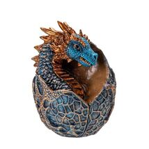 Dragon Hatchling Figurine Blue and Gold Baby Dragon Emerging from Egg 3.... - $16.98