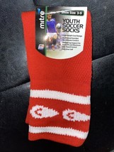 Lot of 6 pairs Mitre Youth Football / Soccer Socks - Shoe Size 3-9 Red - £20.96 GBP