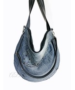 Upcycled Denim Shoulder Bag: Handmade Jeans Crossbody Purse - $117.00