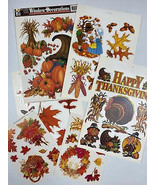 Vtg 90s Thanksgiving Window Cling Decorations Lot - Festive Fall Decor S... - $13.09