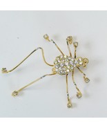 Grasshopper Locust Clear Crystals Vintage Gold Pin Brooch  1-3/4&quot; W x 2&quot; L - $19.59