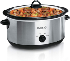 7 Quart Oval Manual Slow Cooker, Stainless Steel (SCV700-S-BR) - £38.60 GBP