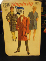 Simplicity 7935 Men&#39;s Robe Pattern - Size S (Chest 34-36 Waist 30-32) - $10.21
