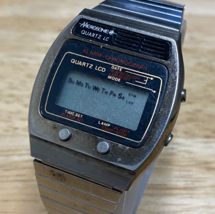 VTG Microsonic Mens Silver Black Stretch Digital Quartz Watch~For Parts ... - £25.40 GBP