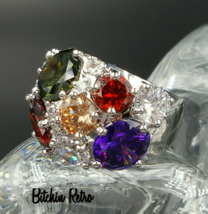 NVC Cubic Zirconia Cocktail Ring in a Rainbow of Colors - £31.18 GBP