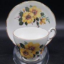 Vintage Regency Bone China Cup and Saucer Floral Yellow Flowers Gold Trim - $14.84