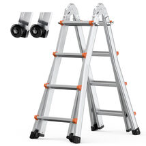 VEVOR Telescoping Ladder A Frame, 15.5 FT Compact Aluminum Extension, 33... - $162.99