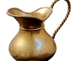 Vtg Solid Brass Pitcher w Rope Handle and Trim - $12.82
