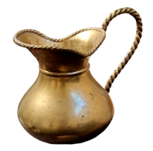 Vtg Solid Brass Pitcher w Rope Handle and Trim - £10.08 GBP