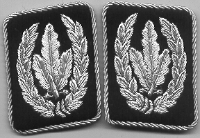 Reichsfuhrer SS collar tabs. Hand embroidered aluminum wire on black. - $29.95