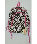 NGIL BIQ403BR Brown White Pink Canvas Backpack Geometric Design - £17.58 GBP