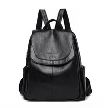 2022 Women Soft Leather Backpa High Quality Vintage Bagpack Sac School Bags For  - £27.89 GBP