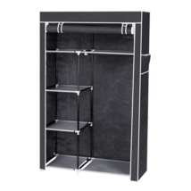 64&quot; Portable Closet Storage Organizer Wardrobe Clothes Rack with Shelves Gray - $60.77